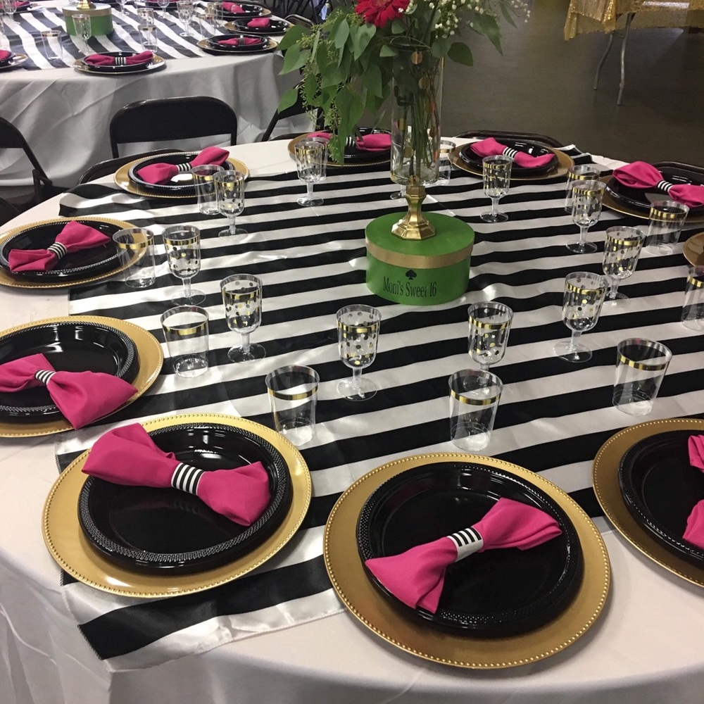 Satin Square Stripe Table Overlay